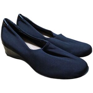 Naturalizer Abbey Black Fabric Wedge Comfort Slip On Loafer Shoes Women's 7.5N